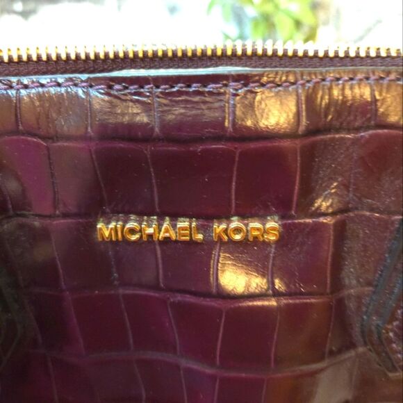 Michael Kors Mercer Crocodile-Embossed Leather Dome Satchel w/Gold Accents - Picture 6 of 14